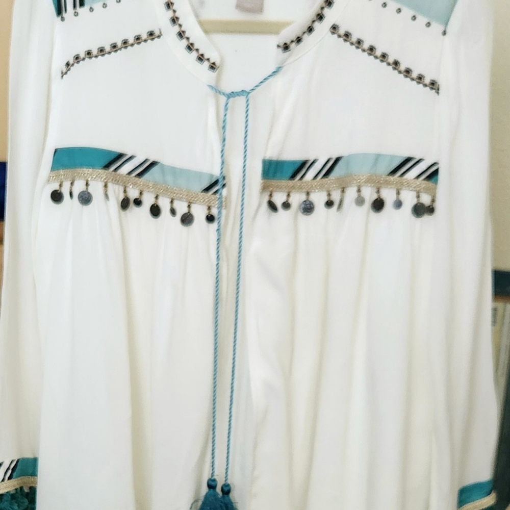 Chico’s Boho Fringe Jacket Size Medium (Sz 1) EUC